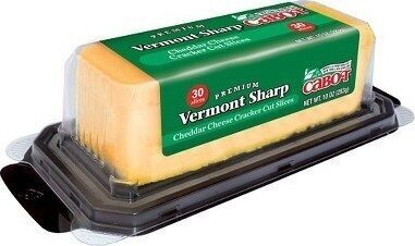 Premium Vermont Sharp Cheddar Cheese Cracker Cut Slices, Vermont Sharp Cheddar