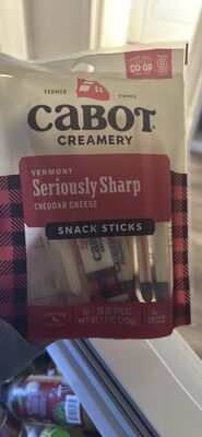 Vermont Seriously Sharp Cheddar Cheese Snack Sticks, Cheddar