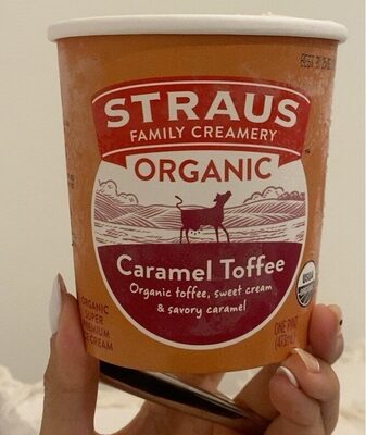 Caramel Toffee Organic Toffee, Sweet Cream & Savory Caramel Super Premium Ice Cream, Caramel Toffee