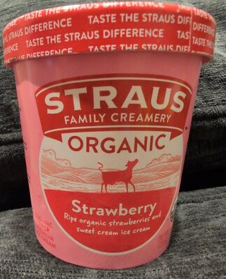 Strawberry Ripe Organic Strawberries And Sweet Cream Super Premium Ice Cream, Strawberry