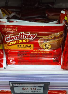 Gwaltney, Chicken Hot Dogs, Original, Original