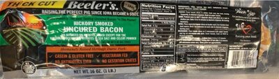 Hickory Smoked Thick Cut Uncured Bacon, Hickory Smoked