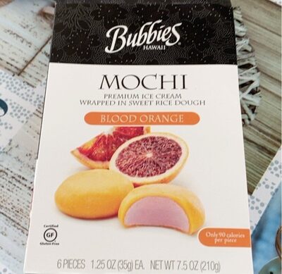 Blood Orange Premium Mochi Ice Cream Wrapped In Sweet Rice Dough, Blood Orange