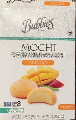 Mango Mochi Coconut-Based Frozen Dessert Wrapped In Sweet Rice Dough, Mango