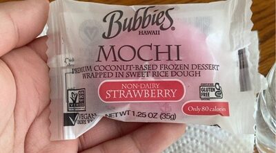 Strawberry Non-Dairy Mochi Premium Coconut-Based Frozen Dessert Wrapped In Sweet Rice Dough, Strawberry