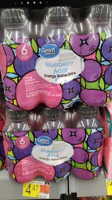 Blueberry Acai Flavored Energy Juice Drink, Blueberry Acai
