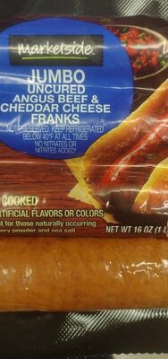 Uncured Angus Beef & Cheddar Cheese Jumbo Franks, Uncured Angus Beef & Cheddar Cheese