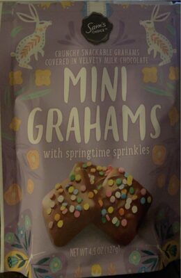 Crunchy Snackable Mini Grahams Covered In Velvety Milk Chocolate With Springtime Sprinkles, Velvety Milk Chocolate With Springtime Sprinkles
