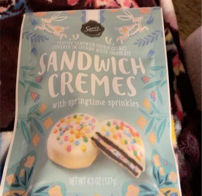 Festive Sandwich Cookie Cremes Covered In Creamy White Chocolate With Springtime Sprinkles, Festive With Springtime Sprinkles