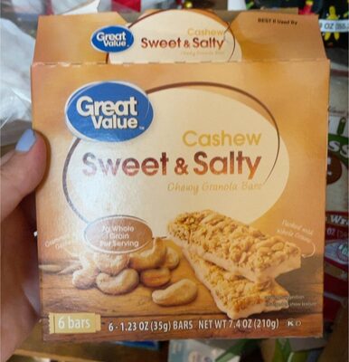 Cashew Sweet & Salty Chewy Granola Bars, Cashew