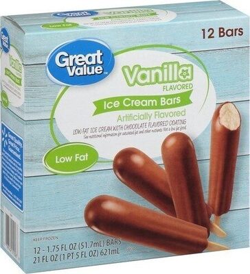 Vanilla Lowfat Ice Cream With Chocolate Flavored Coating Ice Cream Bars, Vanilla