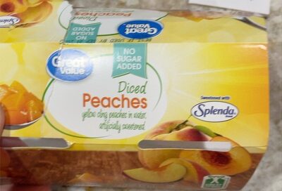 No Sugar Added Diced Yellow Cling Peaches In Water, Water