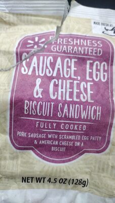 Sausage, Egg & Cheese Fully Cooked Pork Sausage With Scrambled Egg Patty & American Cheese On A Buttermilk Biscuit Sandwich, Sausage, Egg & Cheese