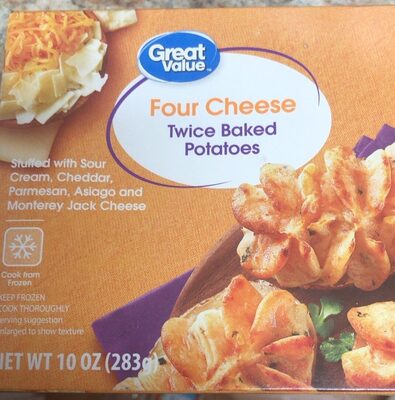 Four Cheese Stuffed With Sour Cream, Cheddar, Parmesan, Asiago And Monterey Jack Cheese Twice Baked Potatoes, Four Cheese