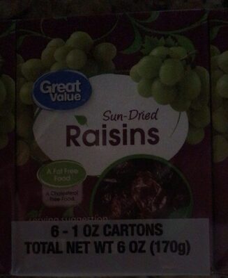 Great Value Sun-Dried Raisins 6-Pack/1 oz Cartons