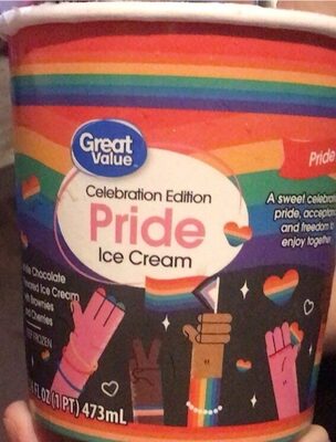 Pride White Chocolate Flavored Ice Cream With Brownies And Cherries, Pride White Chocolate