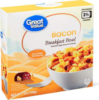 Bacon Potatoes, Eggs, Bacon & Cheese Breakfast Bowl, Bacon