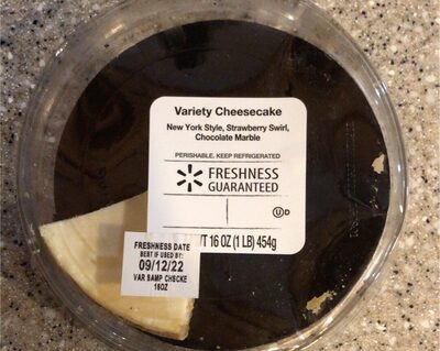 New York Style, Strawberry Swirl, Chocolate Marble Variety Cheesecake, New York Style, Strawberry Swirl, Chocolate Marble
