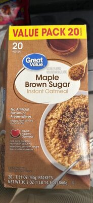 Maple & Brown Sugar Flavored Instant Oatmeal, Maple & Brown Sugar