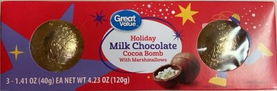 Holiday Milk Chocolate Cocoa Bomb With Marshmallows, Holiday Milk Chocolate With Marshmallows