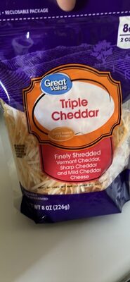 Triple Cheddar Finely Shredded Vermont Cheddar, Sharp Cheddar And Mild Cheddar Cheese, Triple Cheddar