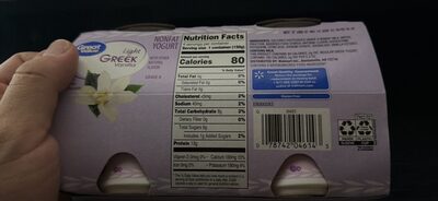 Light Vanilla Flavored Greek Nonfat Yogurt, Light Vanilla