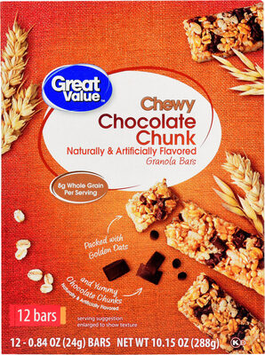 Chocolate Chunk Flavored Chewy Granola Bars, Chocolate Chunk