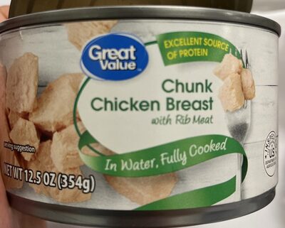 Chunk Chicken Breast With Rib Meat In Water, Chunk In Water