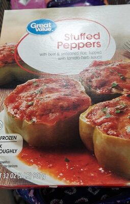 Stuffed Peppers With Beef & Seasoned Rice, Topped With Tomato-Herb Sauce, Stuffed Peppers