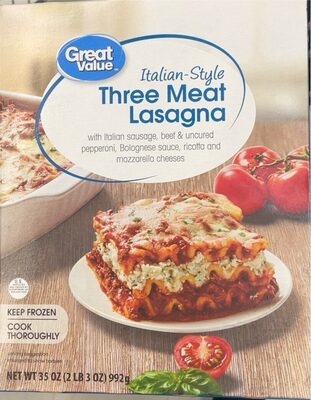 Italian Style Three Meat Lasagna With Italian Sausage, Beef & Uncured Pepperoni, Bolognese Sauce, Ricotta And Mozzarella Cheeses, Italian Style Three Meat