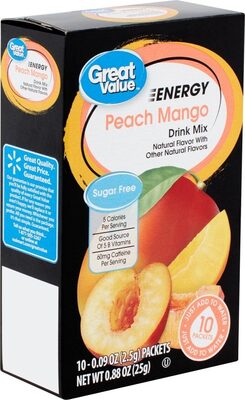 Peach Mango Flavor Sugar Free Low Calorie Energy Drink Mix, Peach Mango
