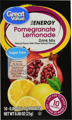 Pomegranate Lemonade Flavor Energy Sugar Free Low Calorie Drink Mix, Pomegranate Lemonade