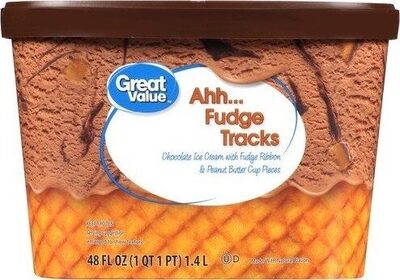 Fudge Tracks Chocolate Ice Cream With Fudge Ribbon & Peanut Butter Cup Pieces, Fudge Tracks