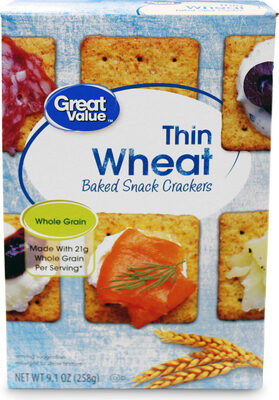 Thin Wheat Baked Snack Crackers, Thin Wheat
