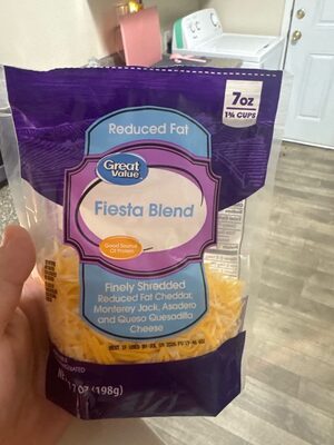 Fiesta Blend Finely Shredded Reduced Fat Monterey Jack, Cheddar, Asadero And Queso Quesadilla Cheeses, Fiesta Blend