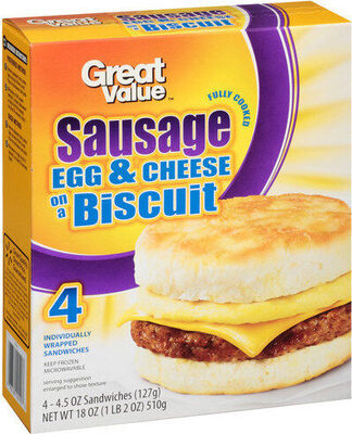 Sausage Egg & Cheese Biscuit Sandwiches, Sausage Egg & Cheese
