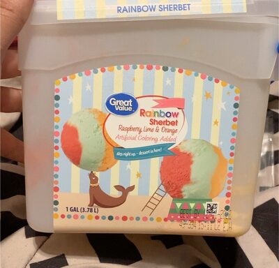 Raspberry, Orange & Lime Fat Free Rainbow Sherbet, Raspberry, Orange & Lime
