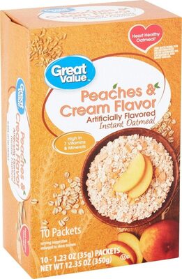 Peaches & Cream Flavored Instant Oatmeal, Peaches & Cream