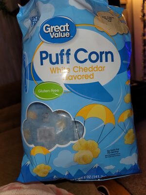Great Value, Puff Corn, White Cheddar Flavored, White Cheddar Flavored