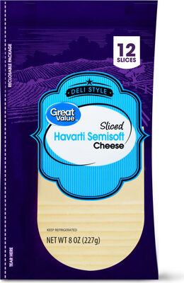 Havarti Semisoft Deli Style Sliced Cheese, Havarti Semisoft