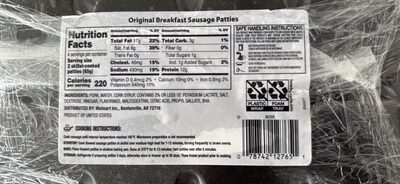 Original Breakfast Sausage Patties, Original