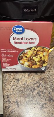 Meat Lovers Potatoes, Eggs, Cheese, Sausage Crumbles & Bacon Breakfast Bowl, Meat Lovers
