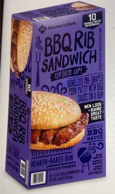 BBQ Rib Boneless Rib-Shaped Pork Patty With BBQ Sauce On A Bun Sandwich, BBQ Rib