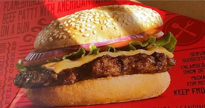 Angus Cheeseburger Flame Broiled Angus Beef Patty With American Cheese On A Bun, Angus