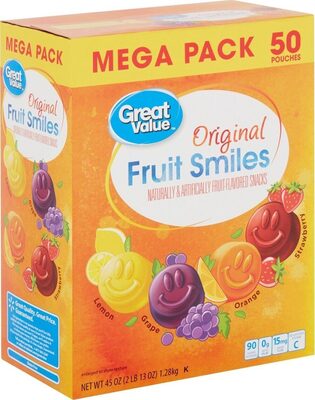 Original Fruit Smiles Fruit-Flavored Snacks, Lemon, Grape, Strawberry, Orange