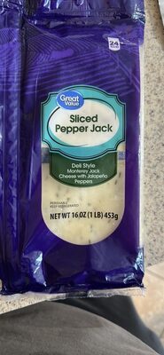 Pepper Jack Monterey Jack Deli Style Sliced Cheese With Jalapeno Peppers, Pepper Jack