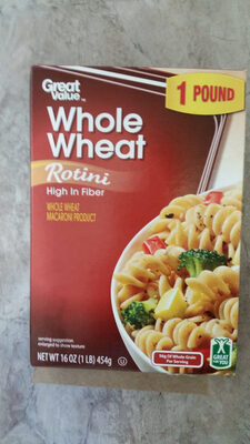 Whole Wheat Rotini, Whole Wheat Macaroni Product