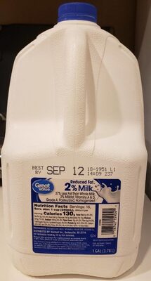 2% Reduced Fat Milk