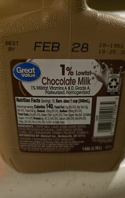 Chocolate 1% Lowfat Milk, Chocolate