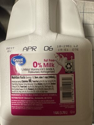 0% Fat Free Milk